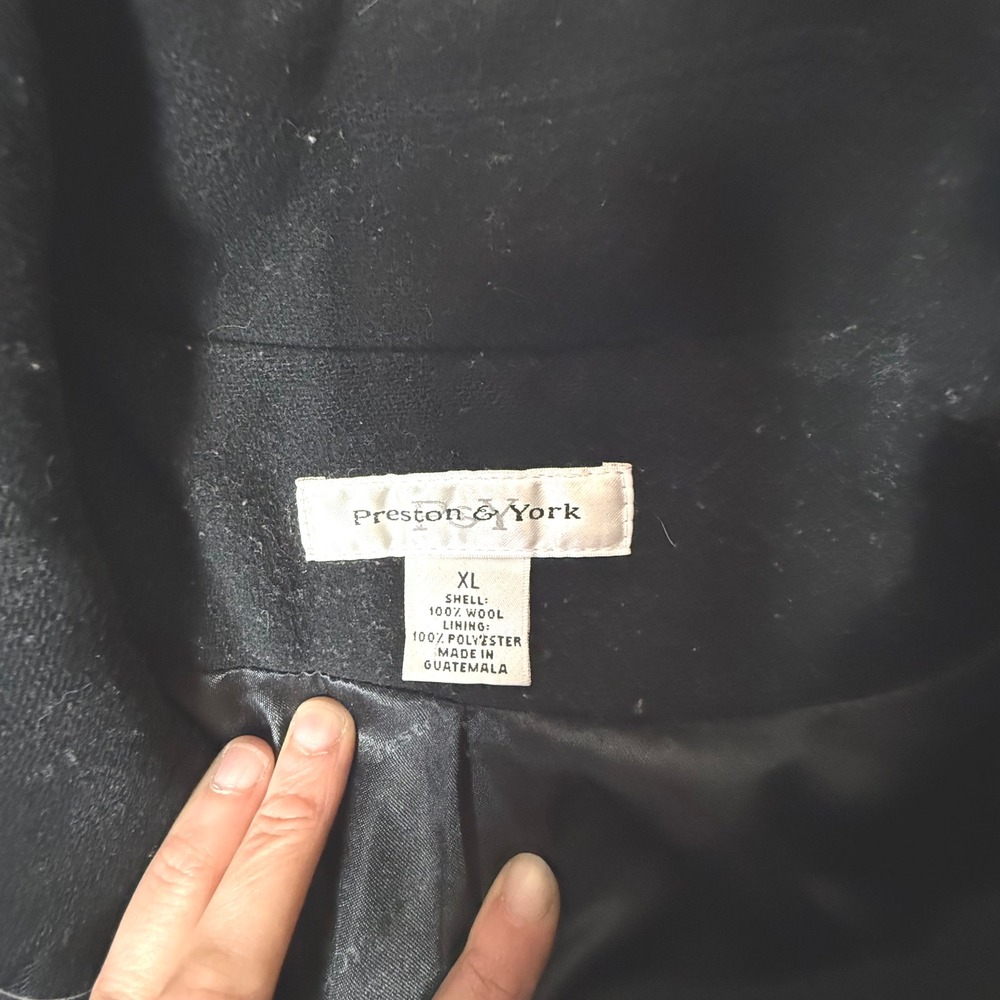 Preston York Black Wool Blend Double Breasted Blazer Jacket XL - Picture 2 of 6